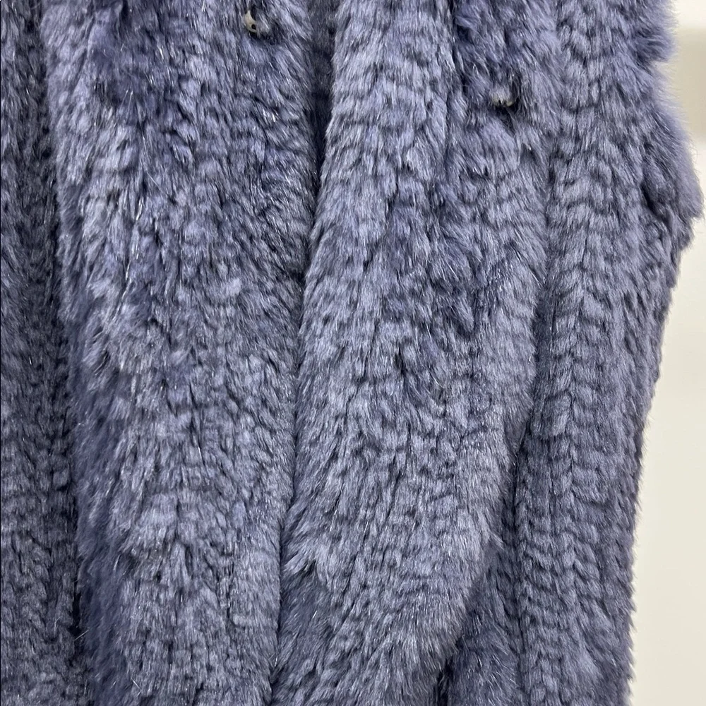 Navy Rabbit Fur Vest - Picture 4 of 5